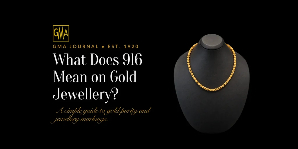 22 karat 916 gold chain necklace on a black display bust, GMA Journal guide to what 916 means on gold jewellery
